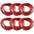 Pack of Six 25 Foot Red 1/4x22 TRS Patch Cable P805387