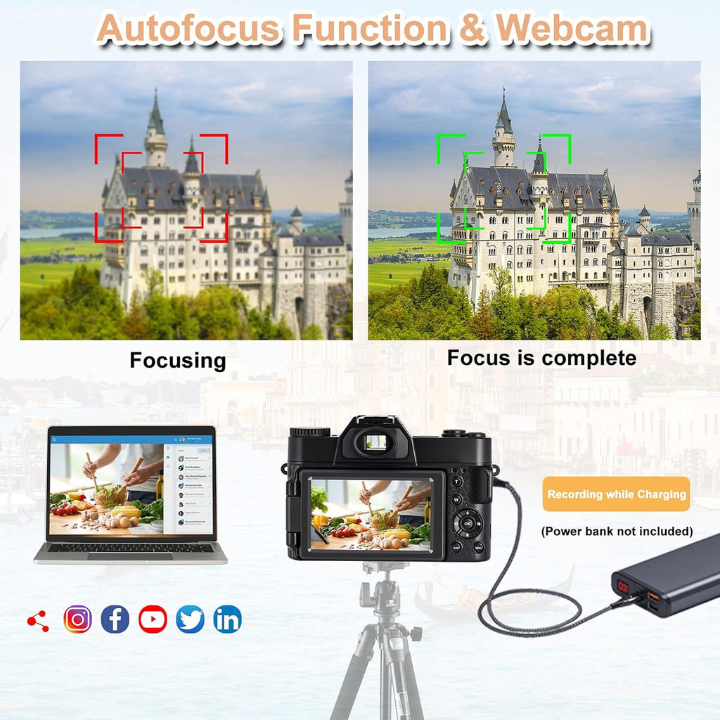 4K 48MP Full HD WiFi Digital Camera with Flip Screen E177