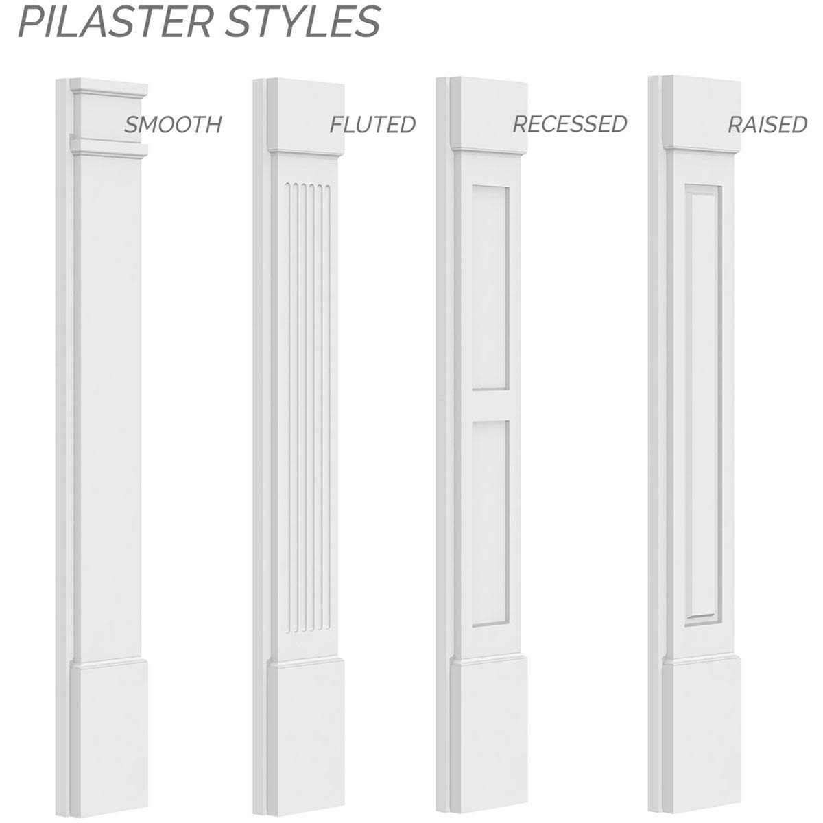 Two Equal Raised Panel PVC Pilaster with Standard Capital and Base (Pair) I7983