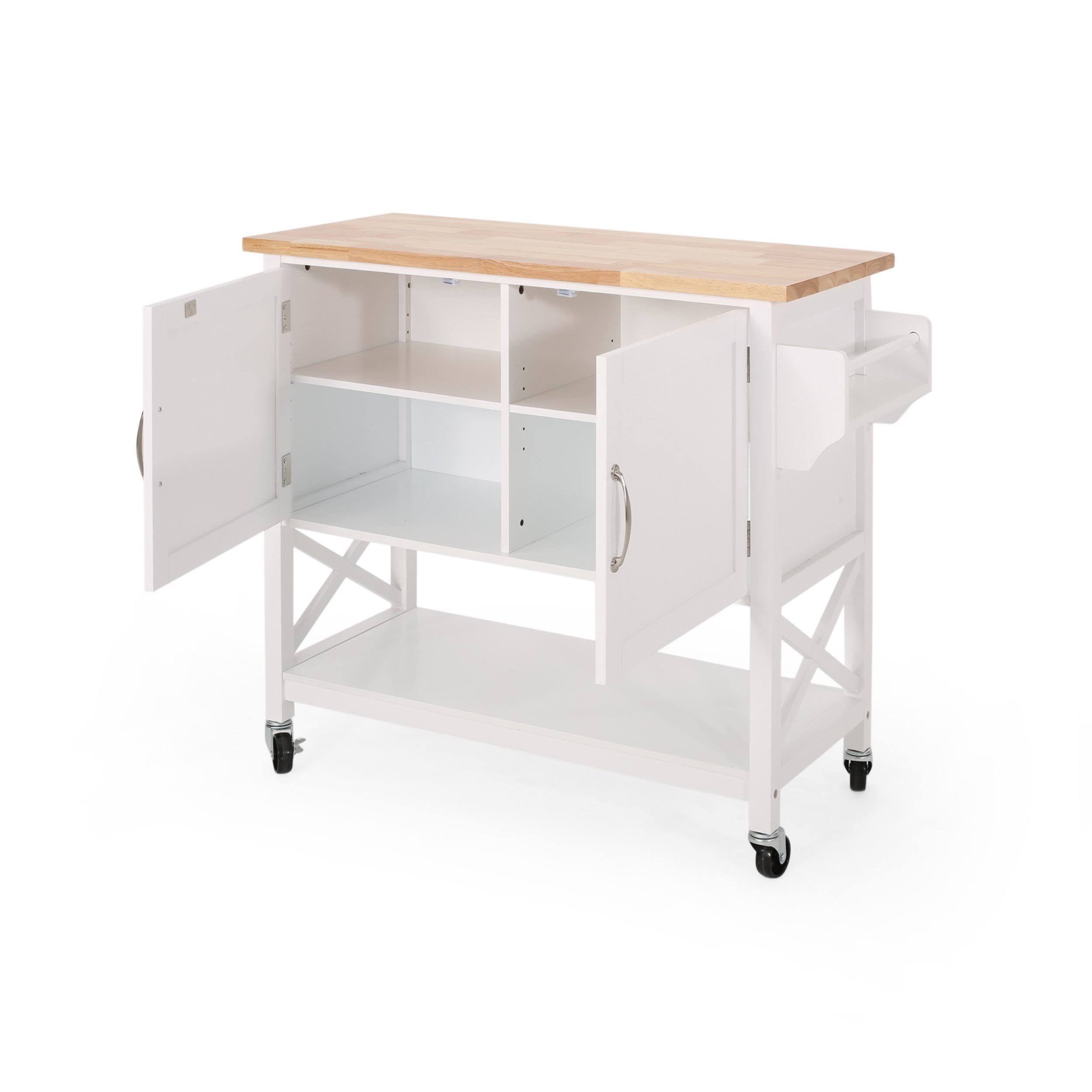 Gray Farmhouse Kitchen Cart with Wheels M223212