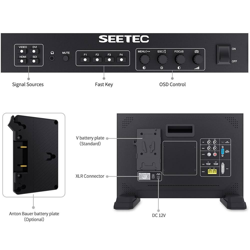 17.3x22 Full HD 3G-SDI 4K HDMI Broadcast Studio Monitor V602
