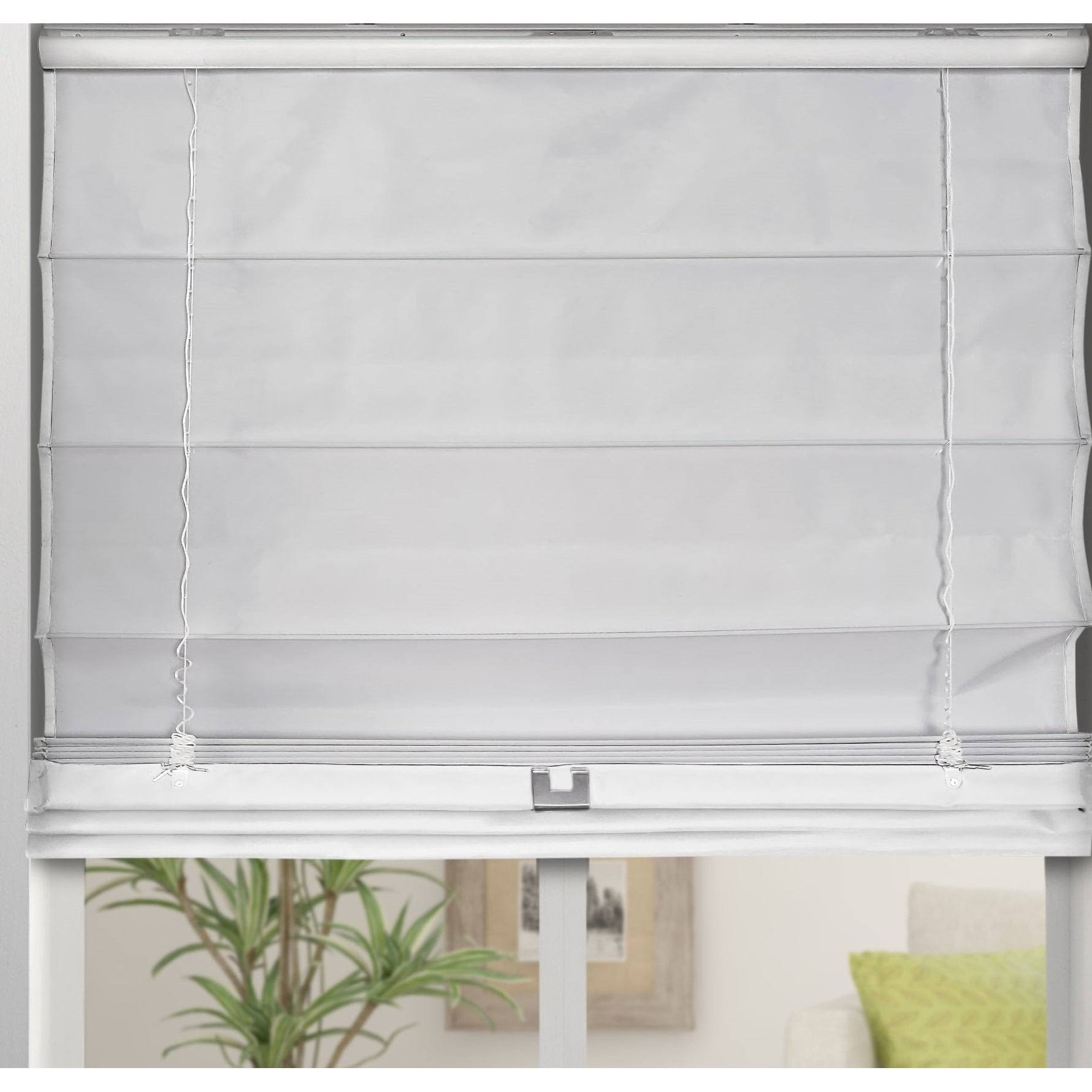 White Cordless Fabric Roman Shades J289