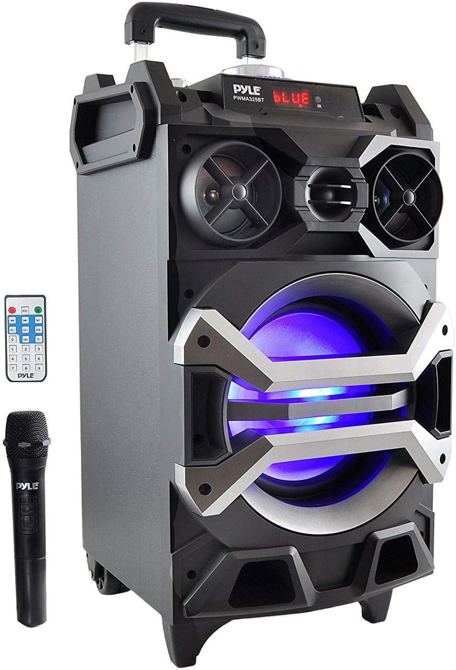 Portable Bluetooth PA Speaker System with Rechargeable Battery and Rolling Wheels T7962