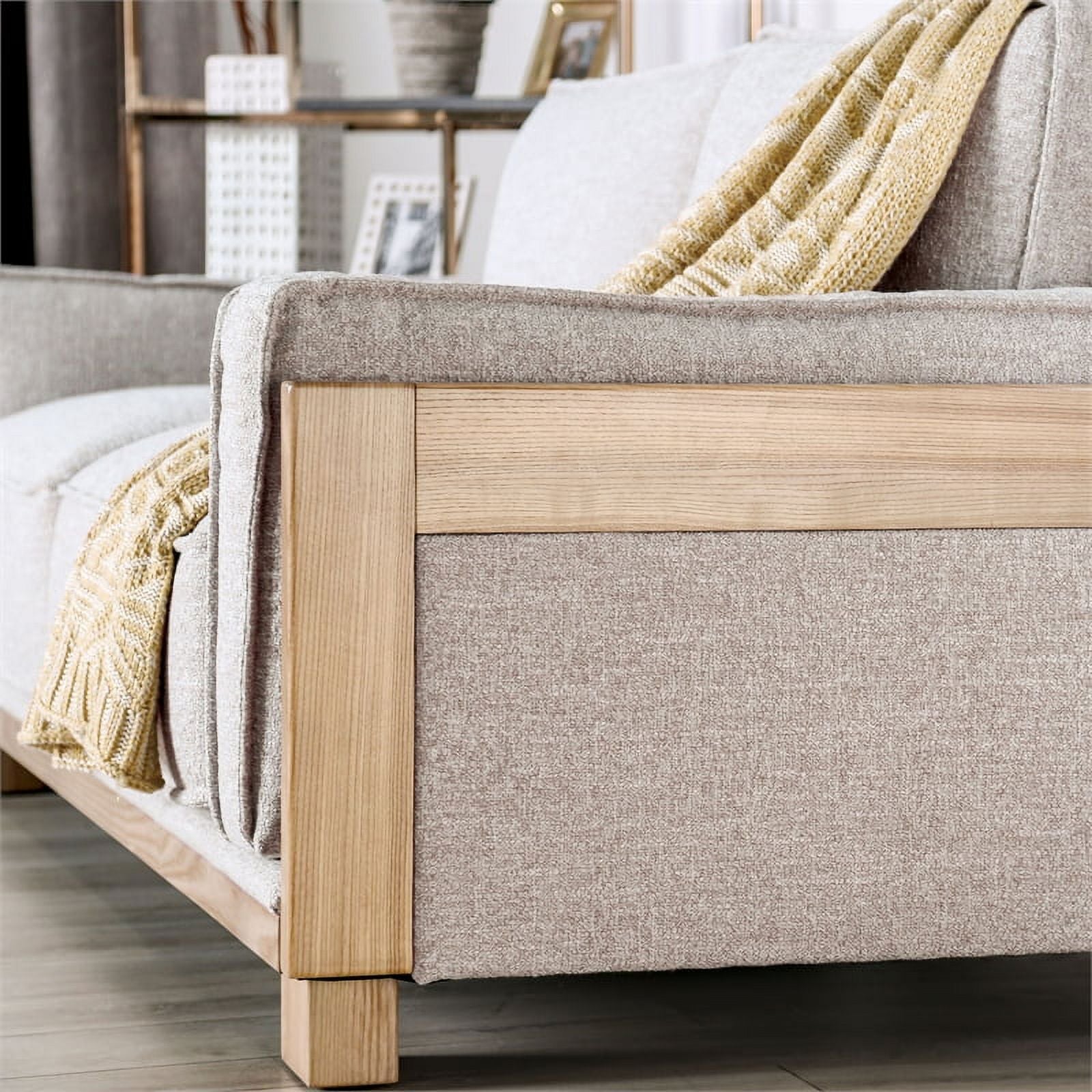 Fabric Upholstered 2-Piece Sofa Set in Light Brown H53236