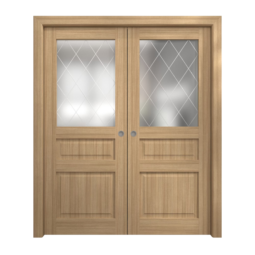Sliding French Double Pocket Doors 36 x 84 inches Solid Wood B382344
