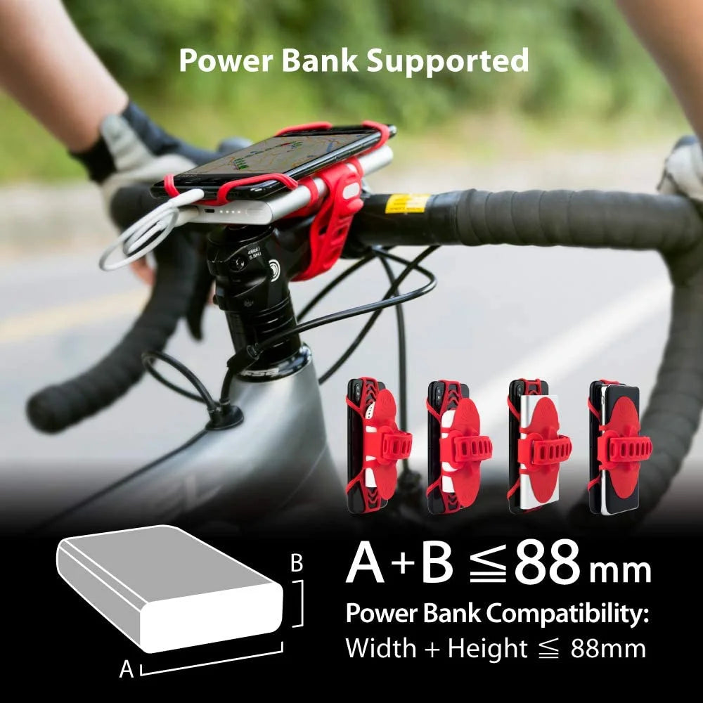 Bike Tie Pro Pack-Red 2-in-1 Phone + PowerBank Holder for Bicycle Motorcycle V385