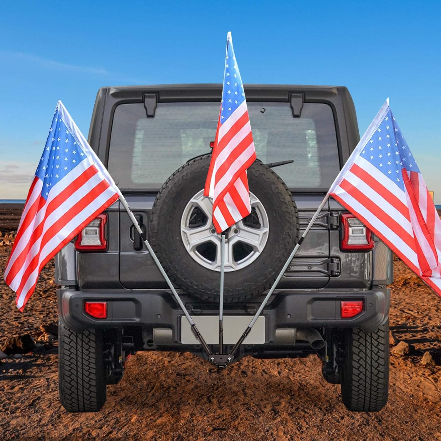 Hitch Mount 3 Flagpole Holder for 2 Inch Trailer Receiver Q25604