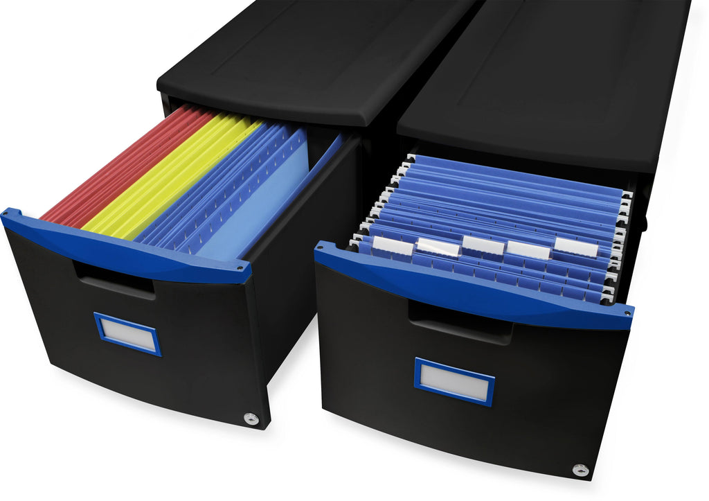 Blue & Black Single-Drawer Mobile Filing Cabinet P8795