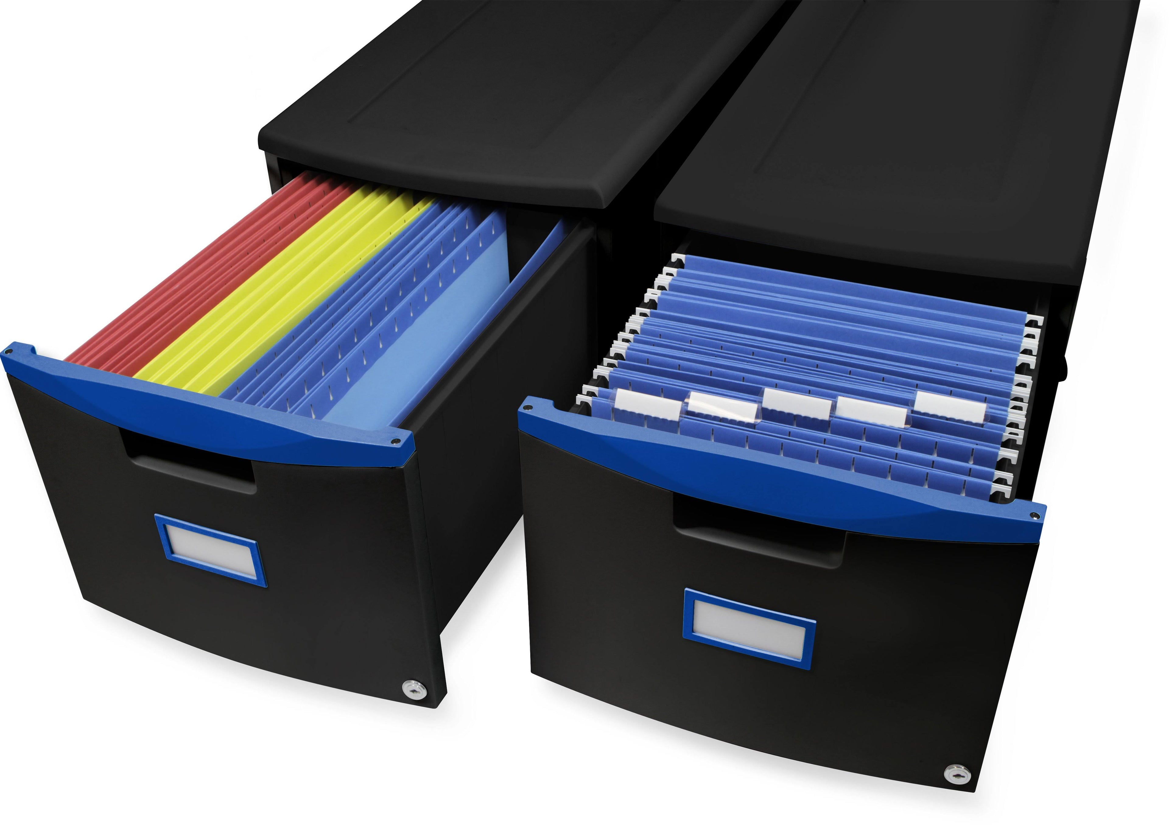 Blue & Black Single-Drawer Mobile Filing Cabinet P8795