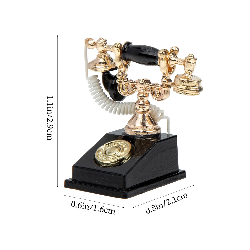2pcs Retro Miniature Telephone Dollhouse Furniture Accessories D88825