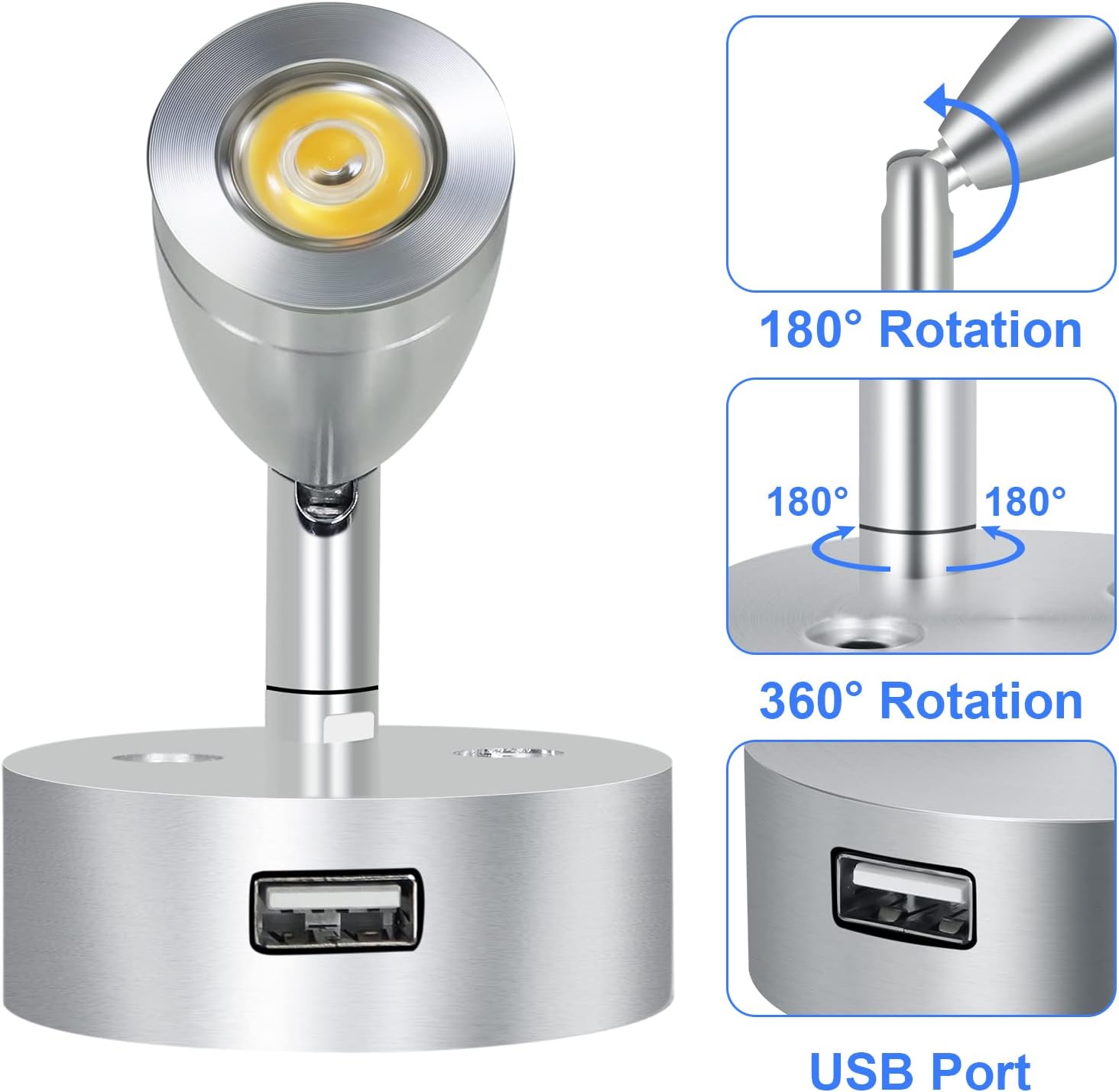4PCS DC12-24V LED Aluminum Dimmable Warm White Reading Lamp Z118687