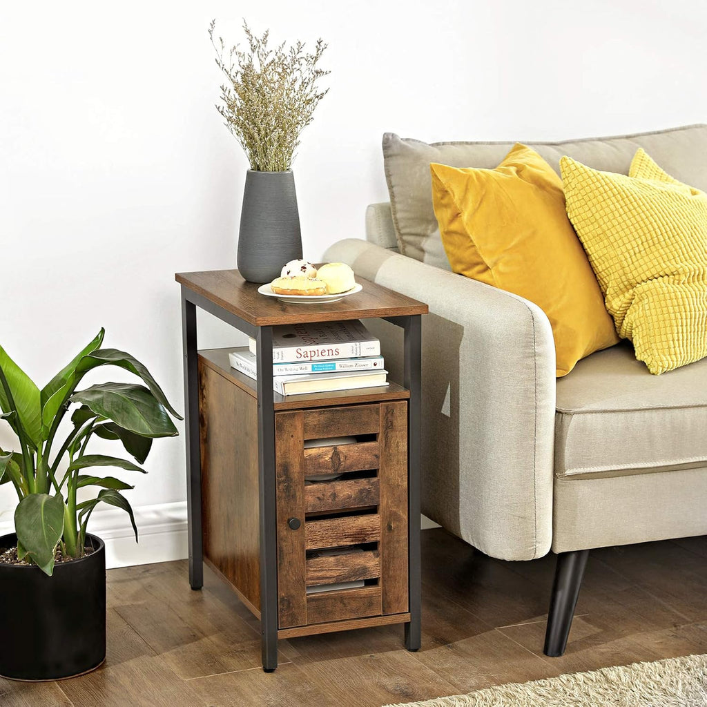 Rustic Brown Side Table with Storage Shelf I3907