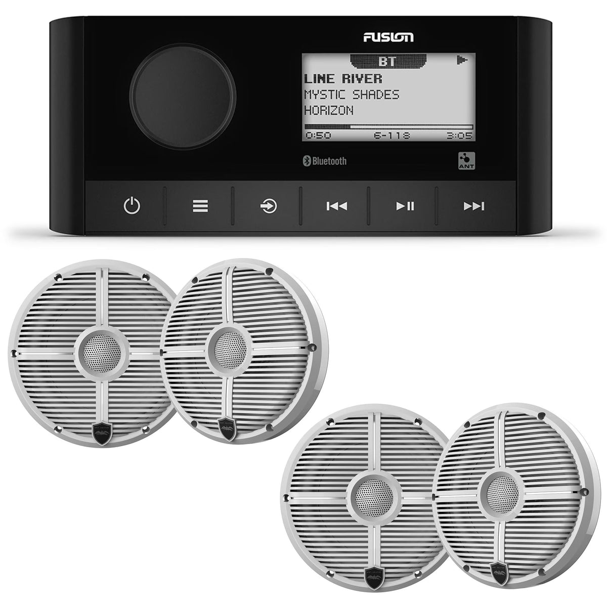 Marine Stereo With 2 Pair of 6.5" White Grill Marine Speakers Z42539