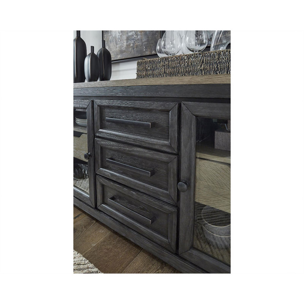 Grayish Brown and Black Wood Dining Server E81817