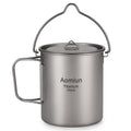 Ultralight 750ml Titanium Pot with Lid and Foldable Handle E6964