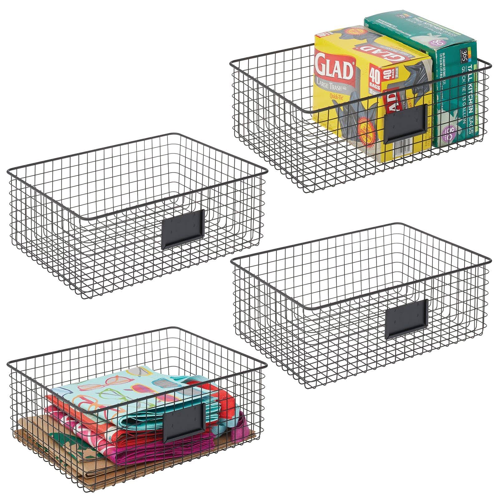 Black 4 Pack Metal Food Storage Basket J376238