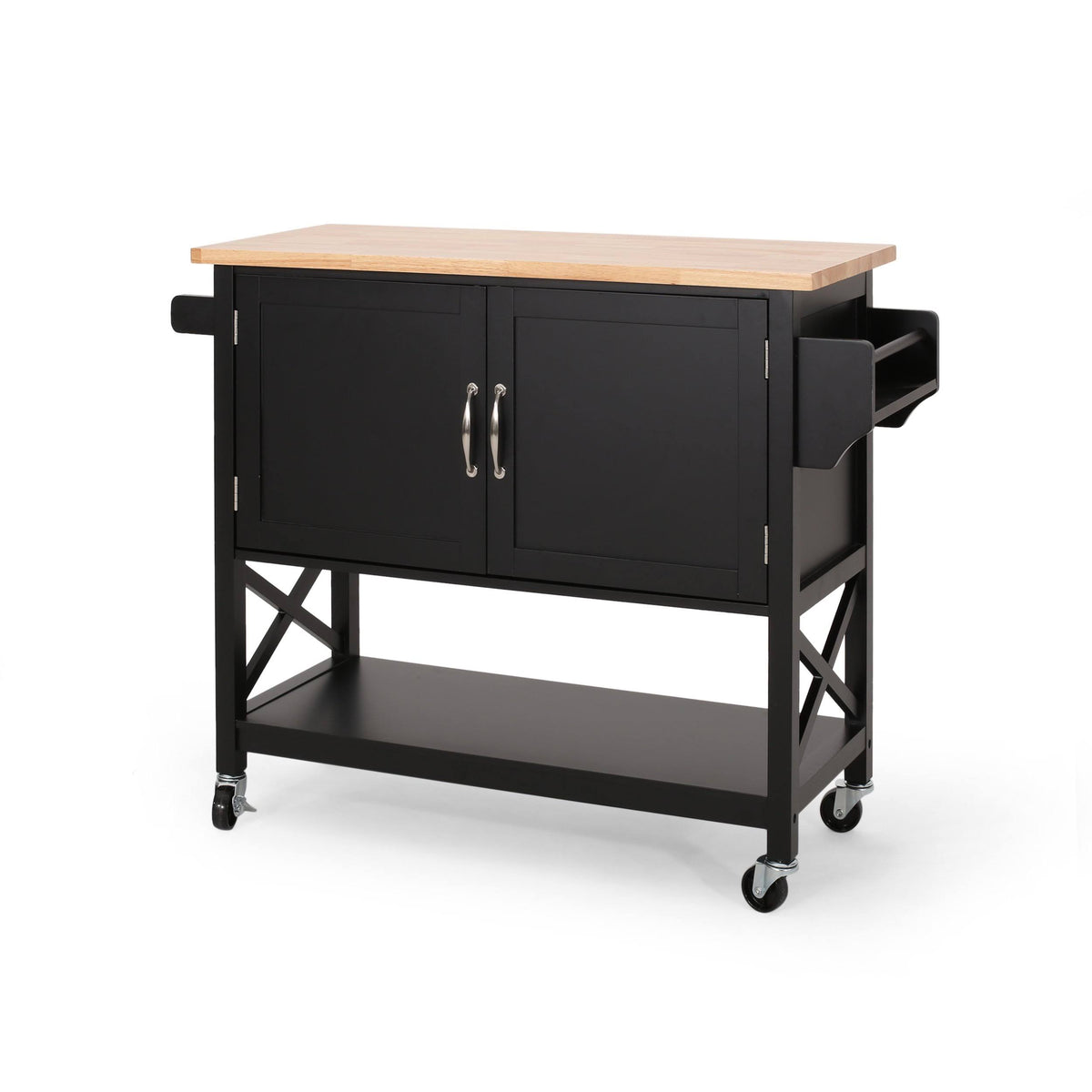 Gray Farmhouse Kitchen Cart with Wheels M223212