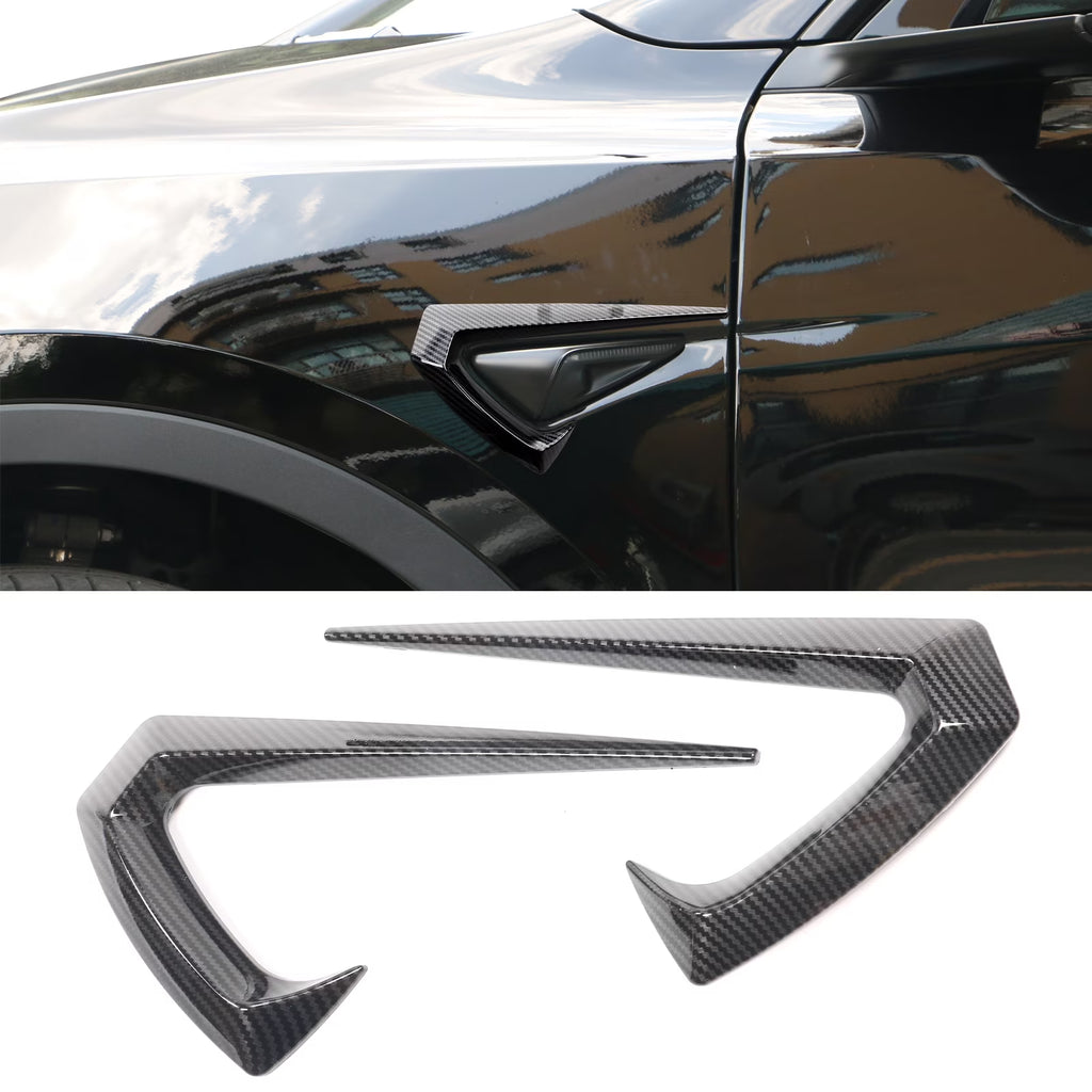 Carbon Fiber Print ABS Plastic Side Fender Vent Trim 2PC Y501