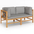 2-Seater Teak Wood Corner Sofa Set with Dark Gray Cushion A5799