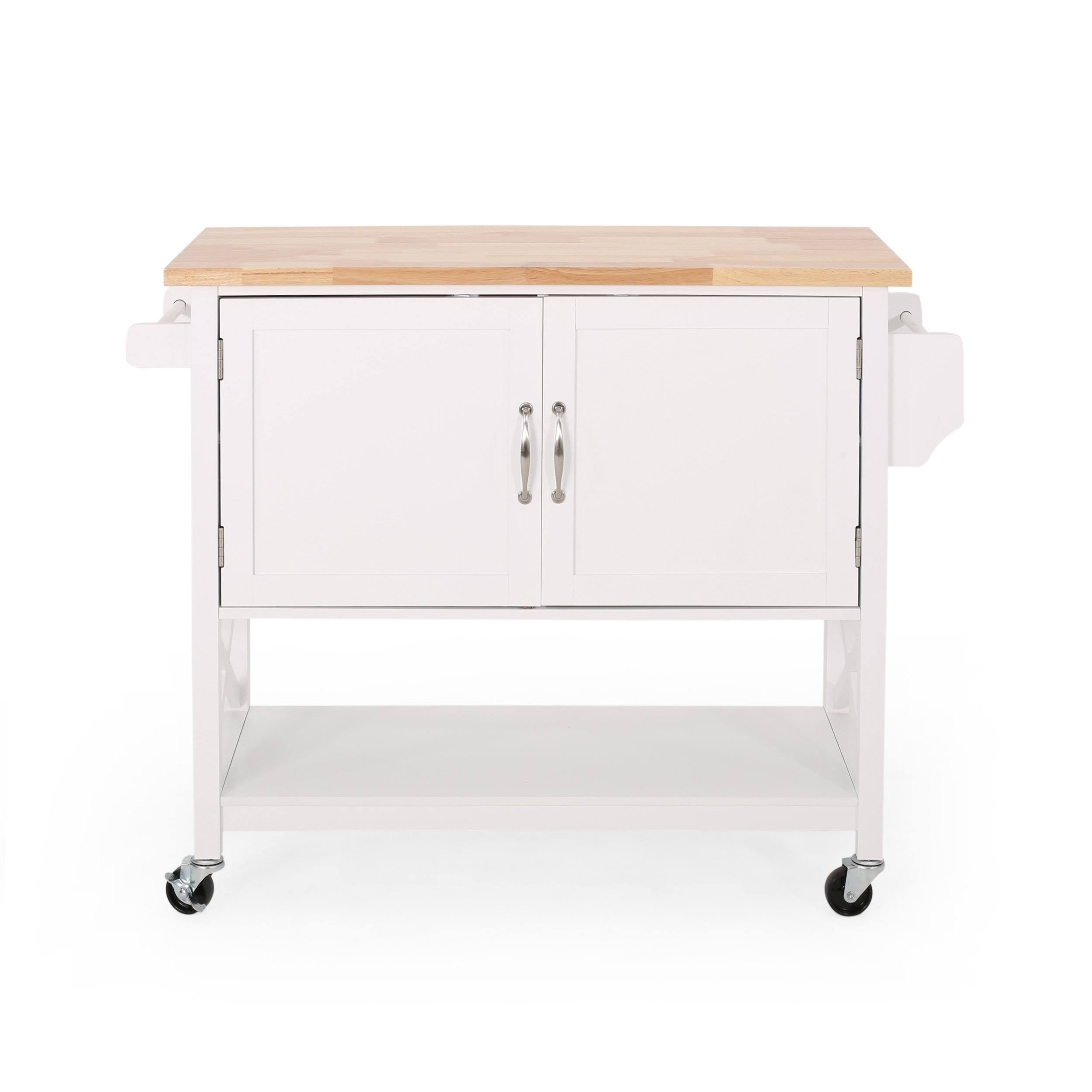 Gray Farmhouse Kitchen Cart with Wheels M223212