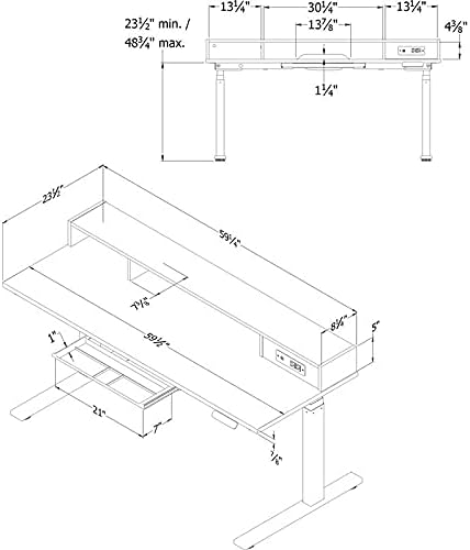 Adjustable Height Standing Desk with Built in Power Bar I2860