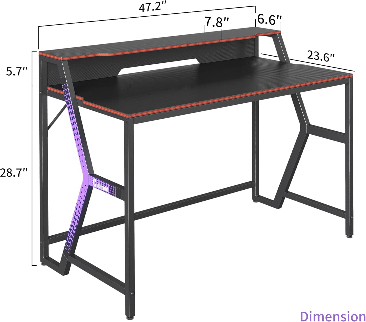 Carbon Fiber Surface Gaming Desk with Monitor Stand J473125