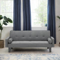 Dark Gray Cotton Linen Convertible Sofa Bed with Two Pillows D735