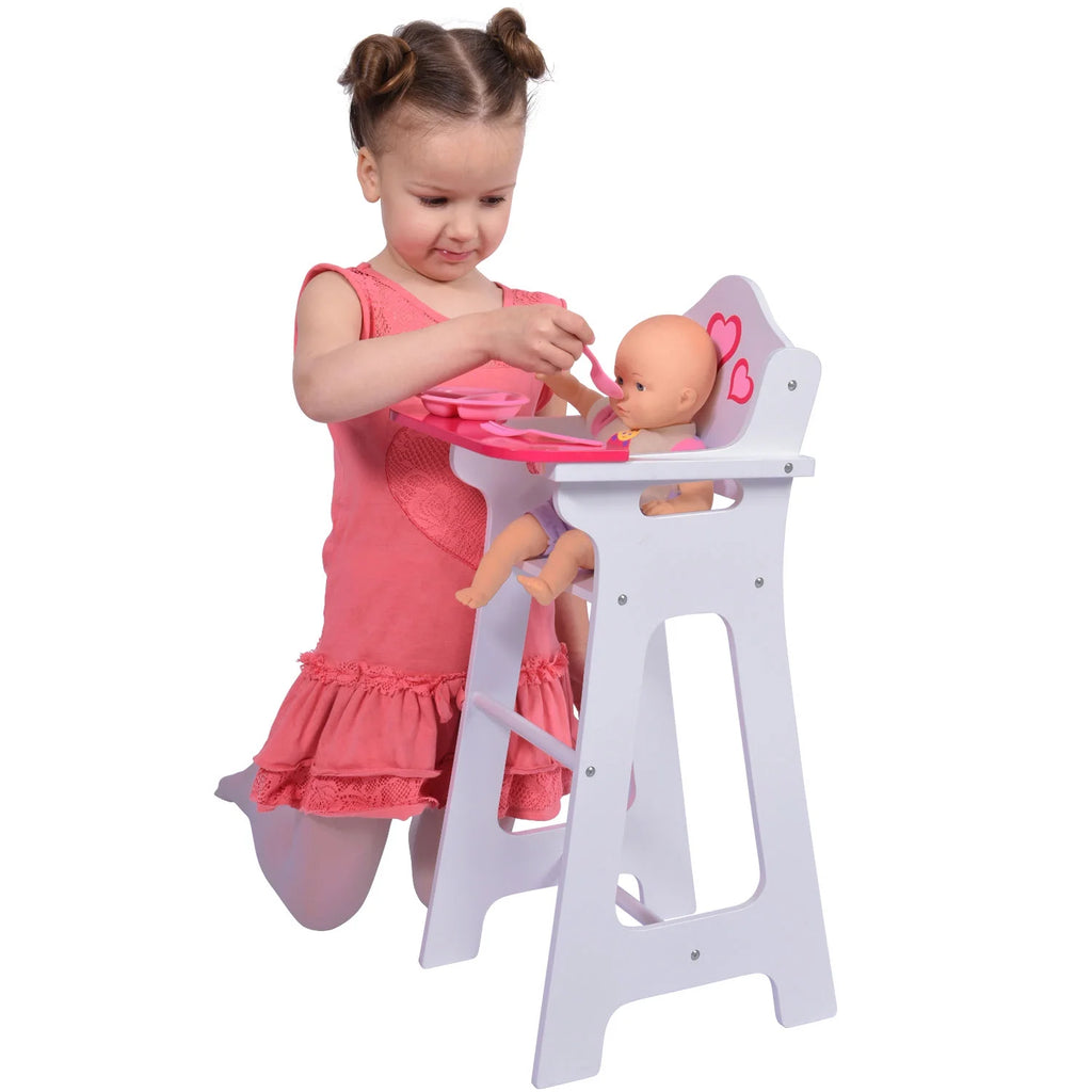Wooden Doll High Chair with Doll Bib Fits 18" Dolls P1134