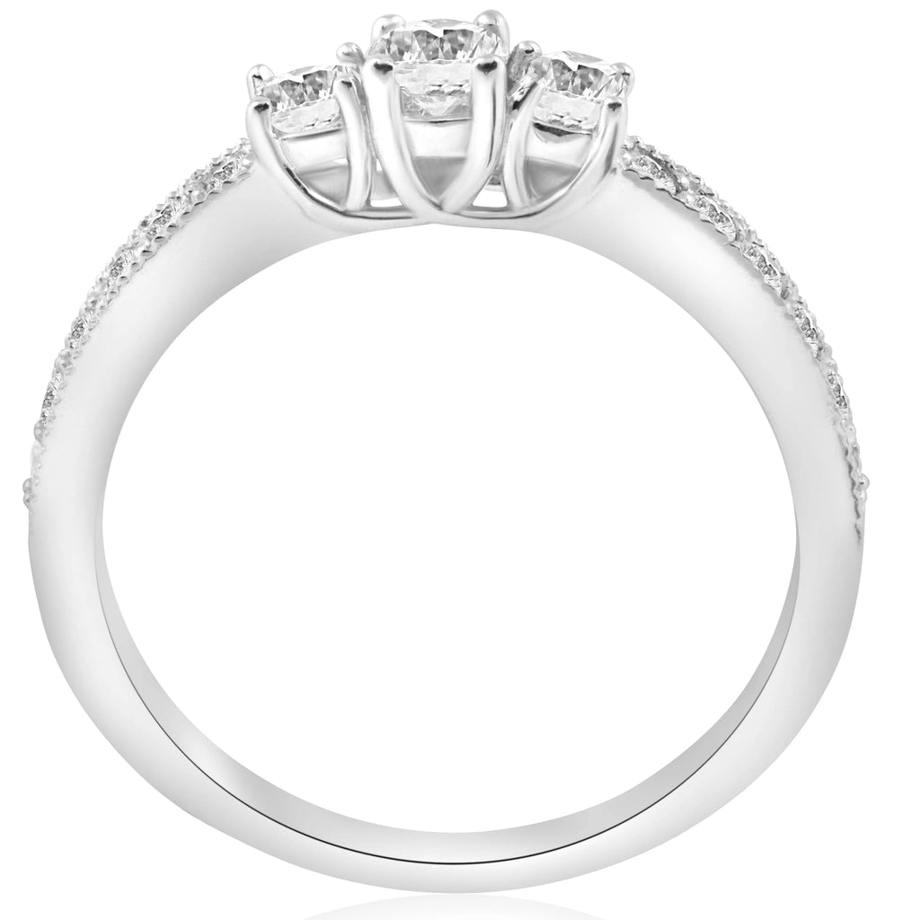 14K White Gold 3 Stone Diamond Ring J70848