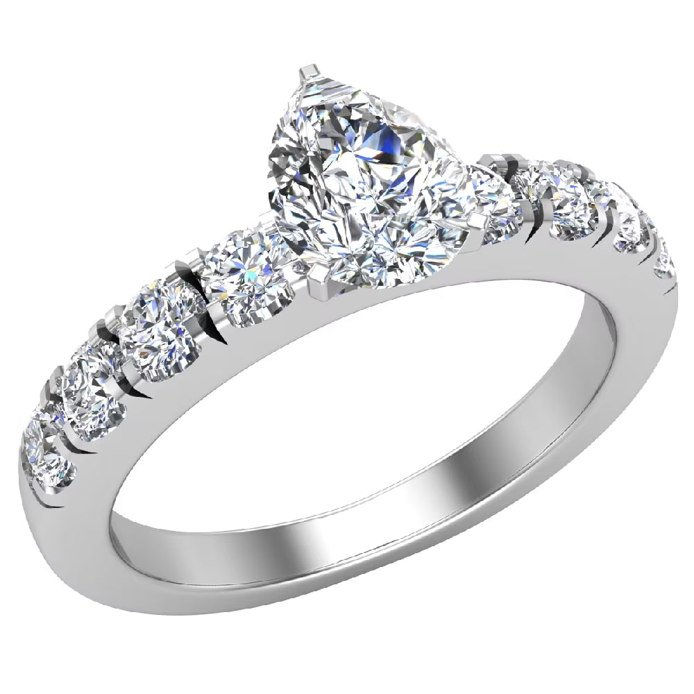 GIA Certified Pear Cut Solitaire Diamond Ring 18K White Gold 1.20 Carat C51357
