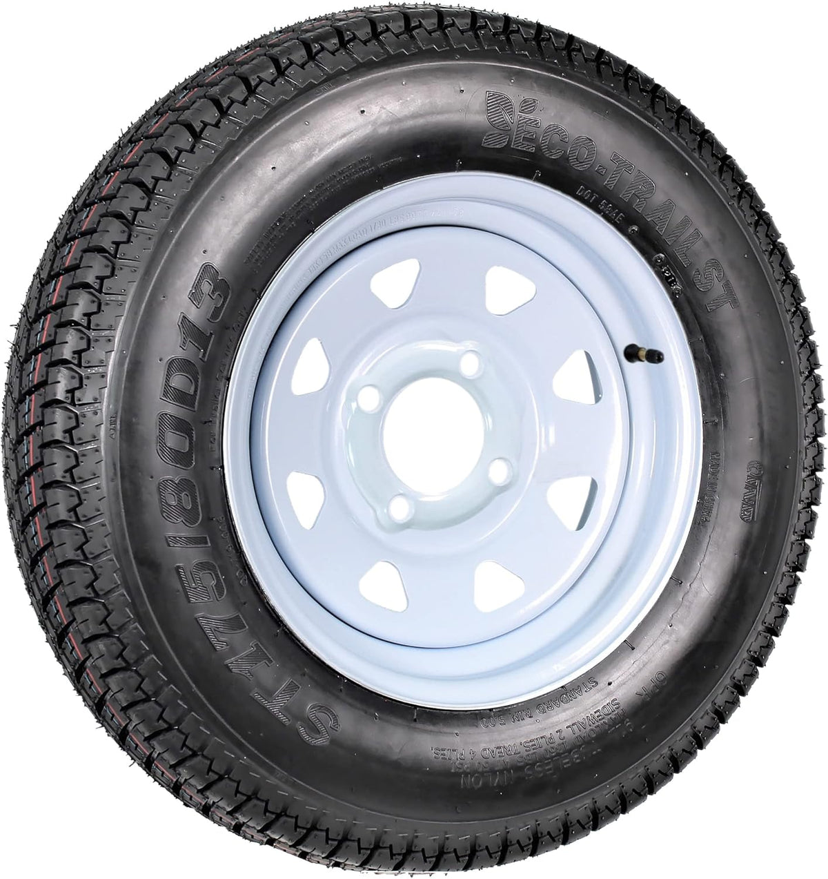 2-Pk Trailer Tire Rim ST175/80D13 13 in. Load C 4 Lug White Spoke Wheel D70016