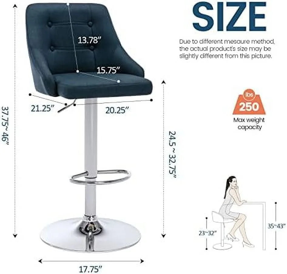 Adjustable Fabric Tufted Swivel Barstool with Back L5214