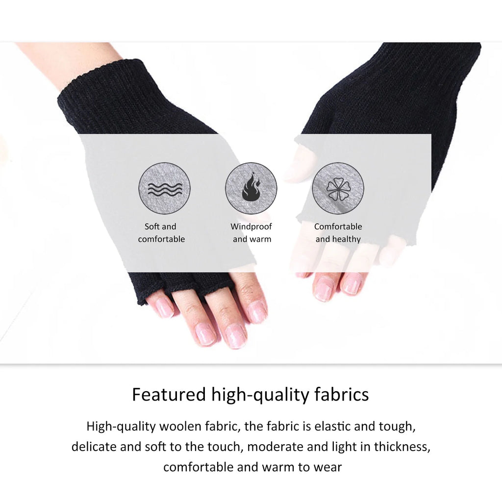 12 Pairs Black Knit Touchscreen Fingerless Gloves V6614