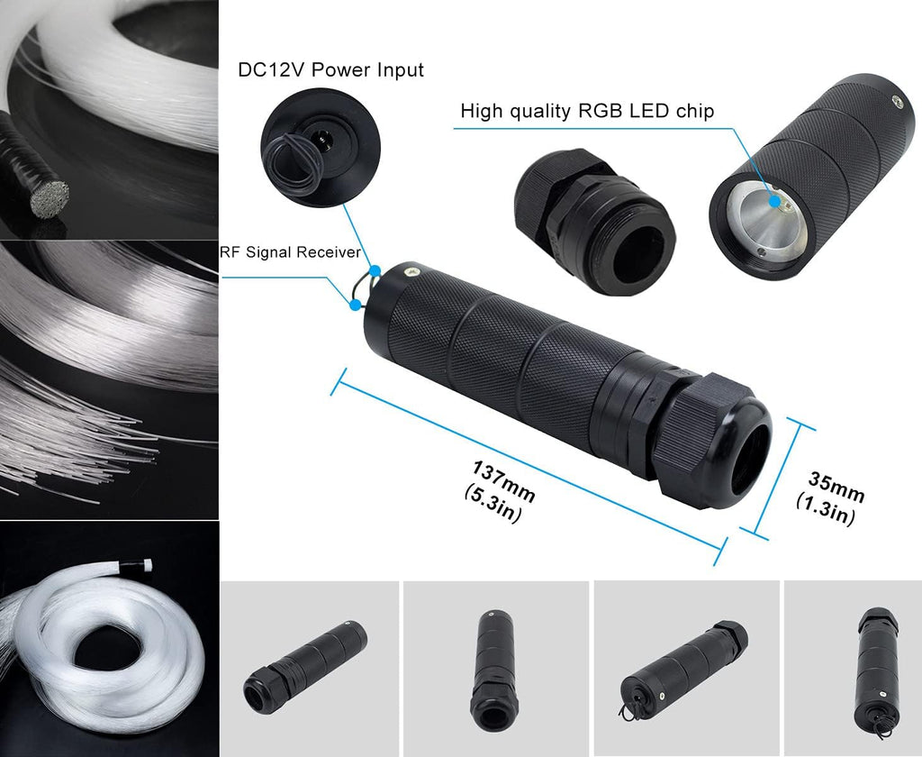 Car Use Bluetooth LED Fiber Optic Lights Star Ceiling Light Kit 430pcs 9.8ft Fiber Cable U527