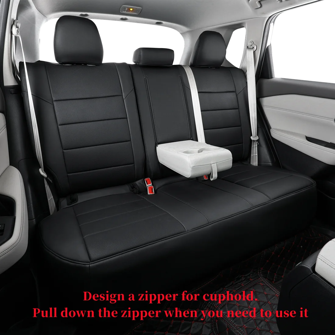Black Leatherette Car Seat Covers Full Set K833