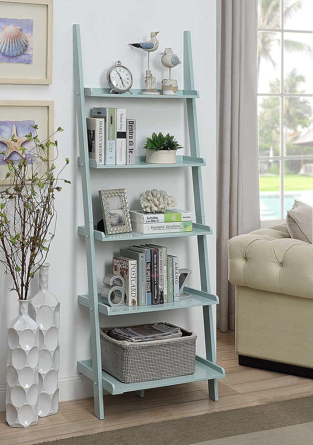 Gray Bookshelf Ladder Z51223