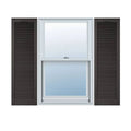 Custom Cathedral Top Louver Shutters, Musket Brown S98193