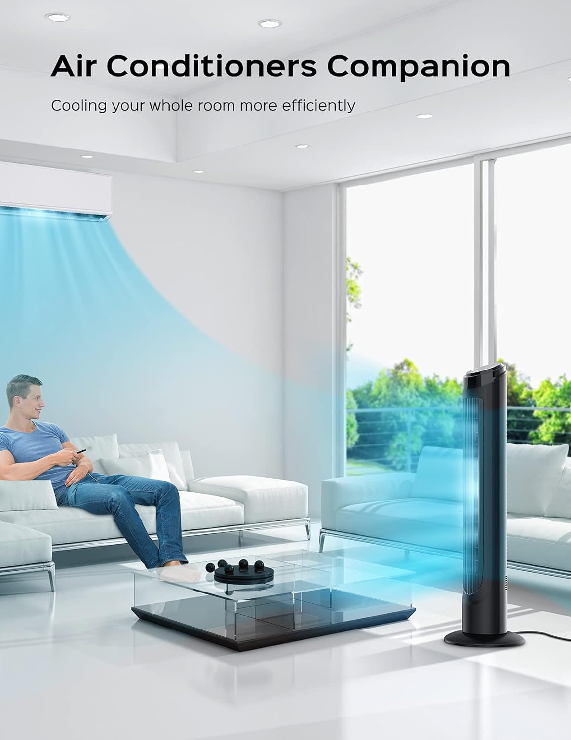 40" Oscillating Tower Fan with Remote, 12 Modes, 12H Timer, LED Display, Pack of 2 S238667