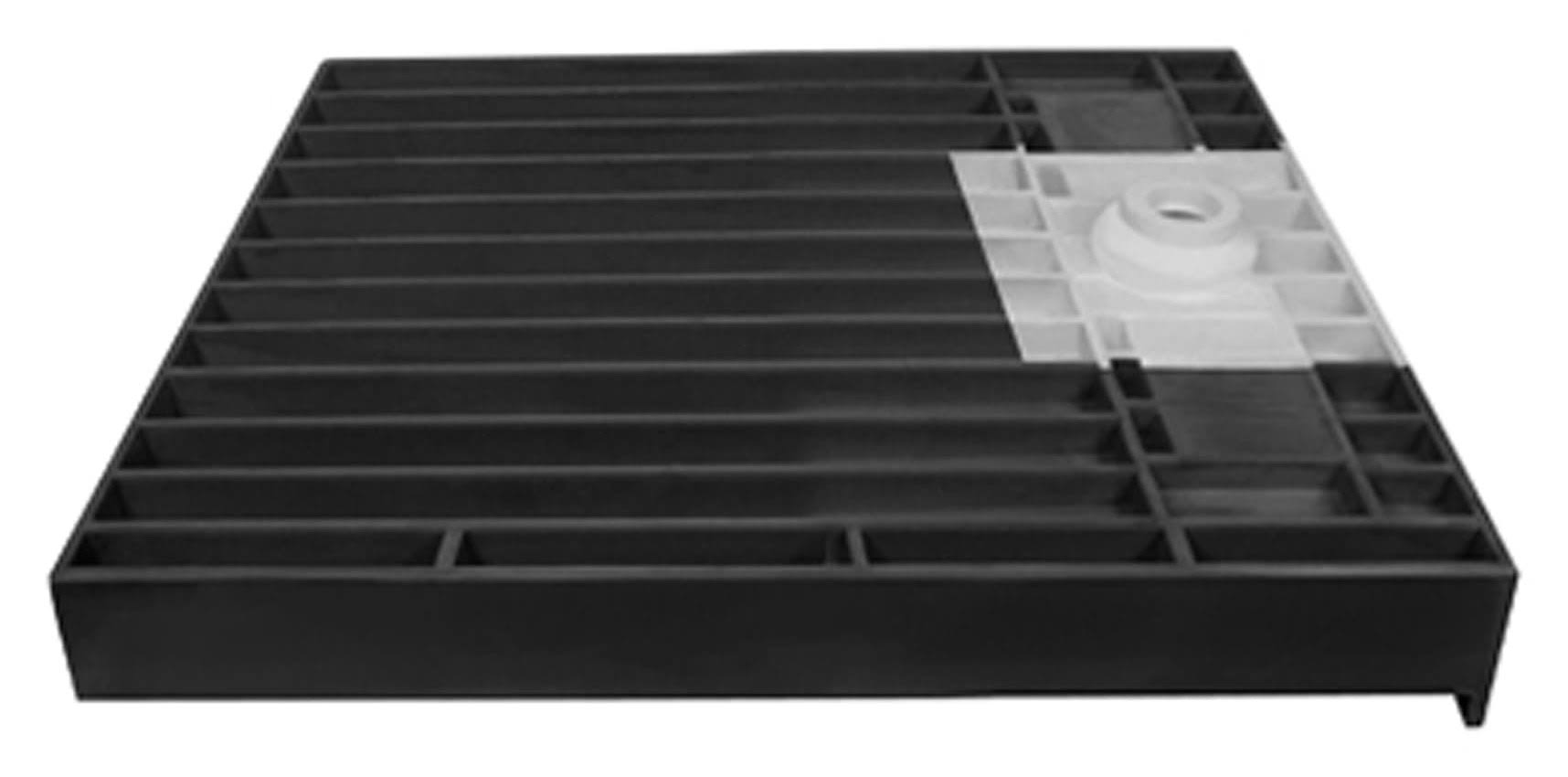 Trench Shower Pan with Left Drain and Right Dual Curb B37938