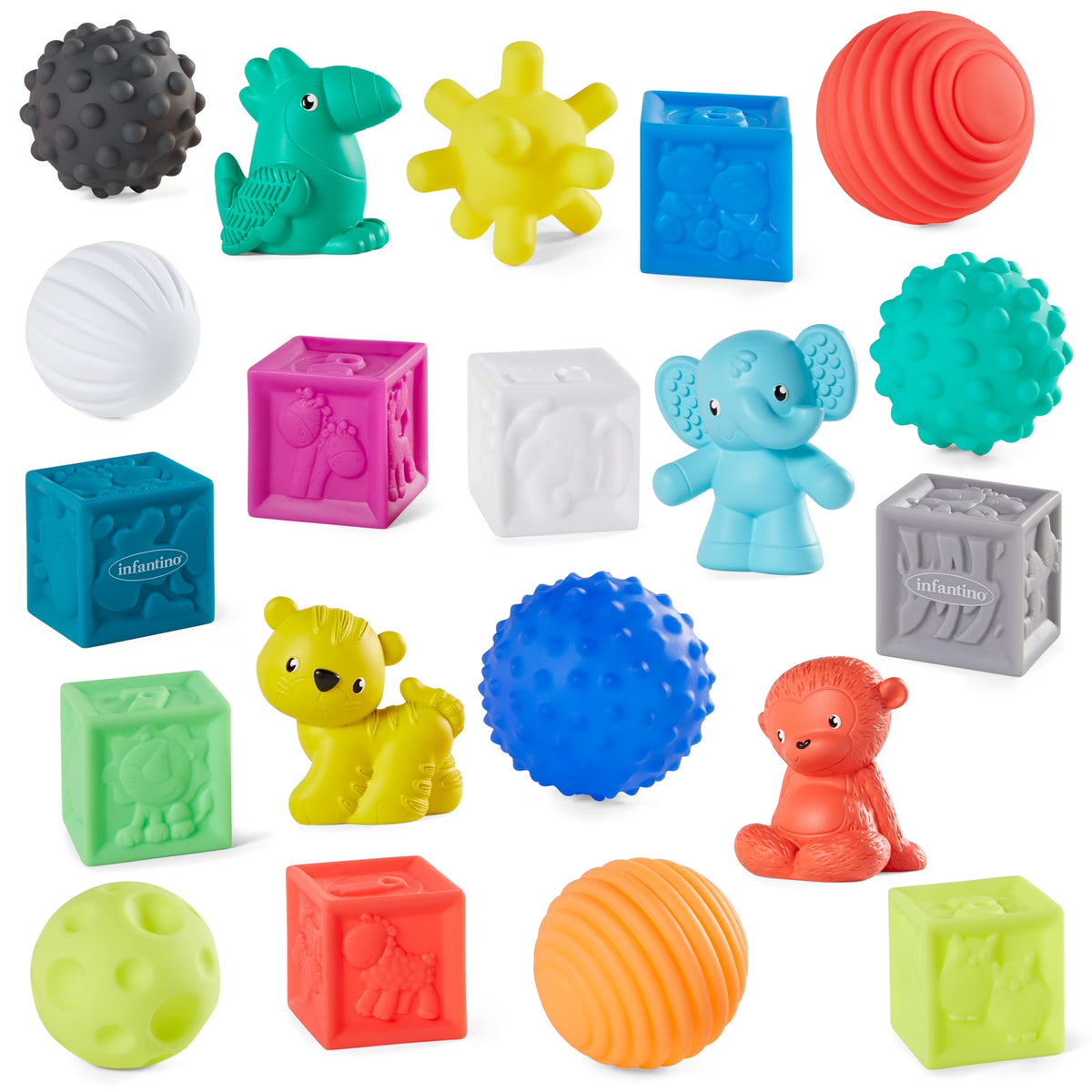 20-Piece Multicolor Sensory Soft Balls Blocks & Animal Buddies Set Q4600
