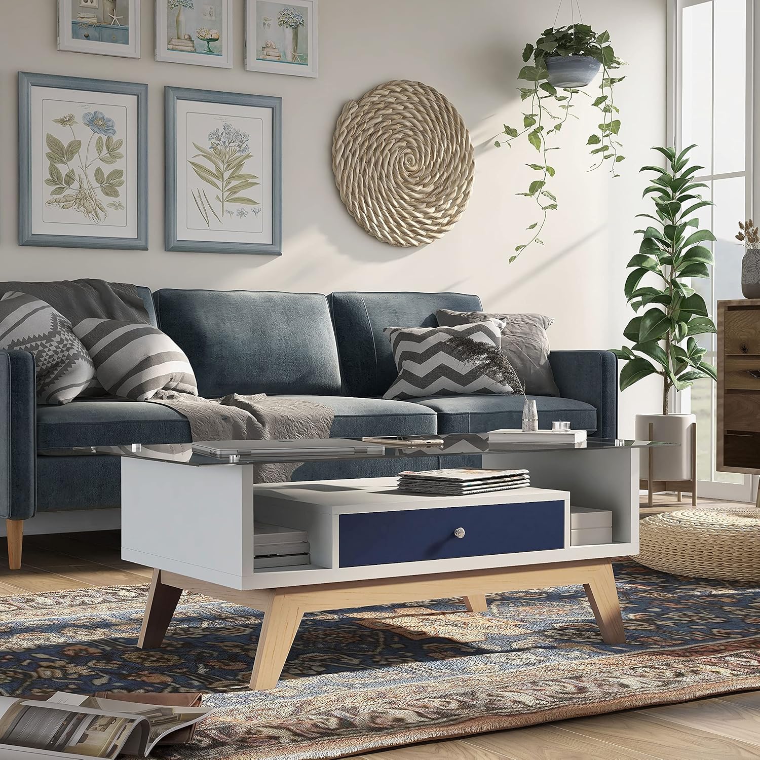Blue Two-Tone Coffee Table Y34399