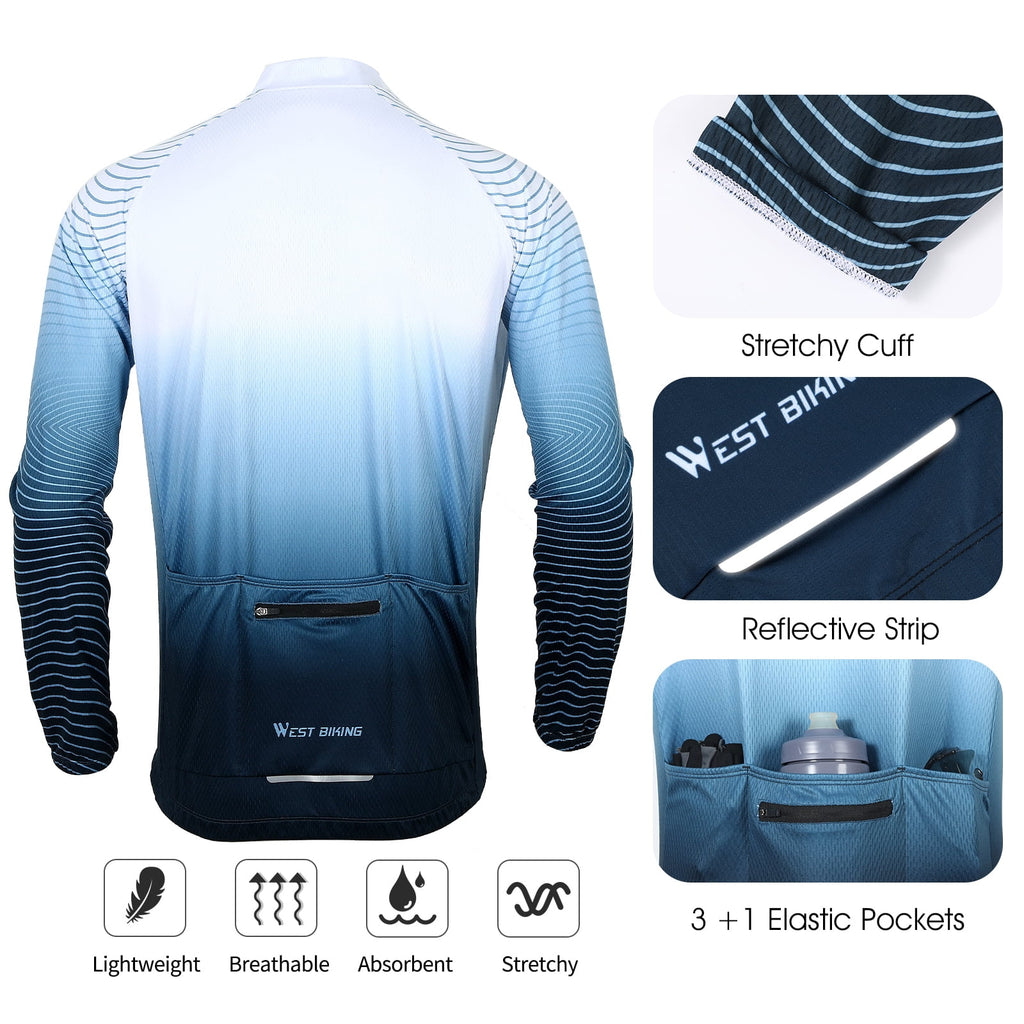White Long-Sleeved Cycling Jersey J21203