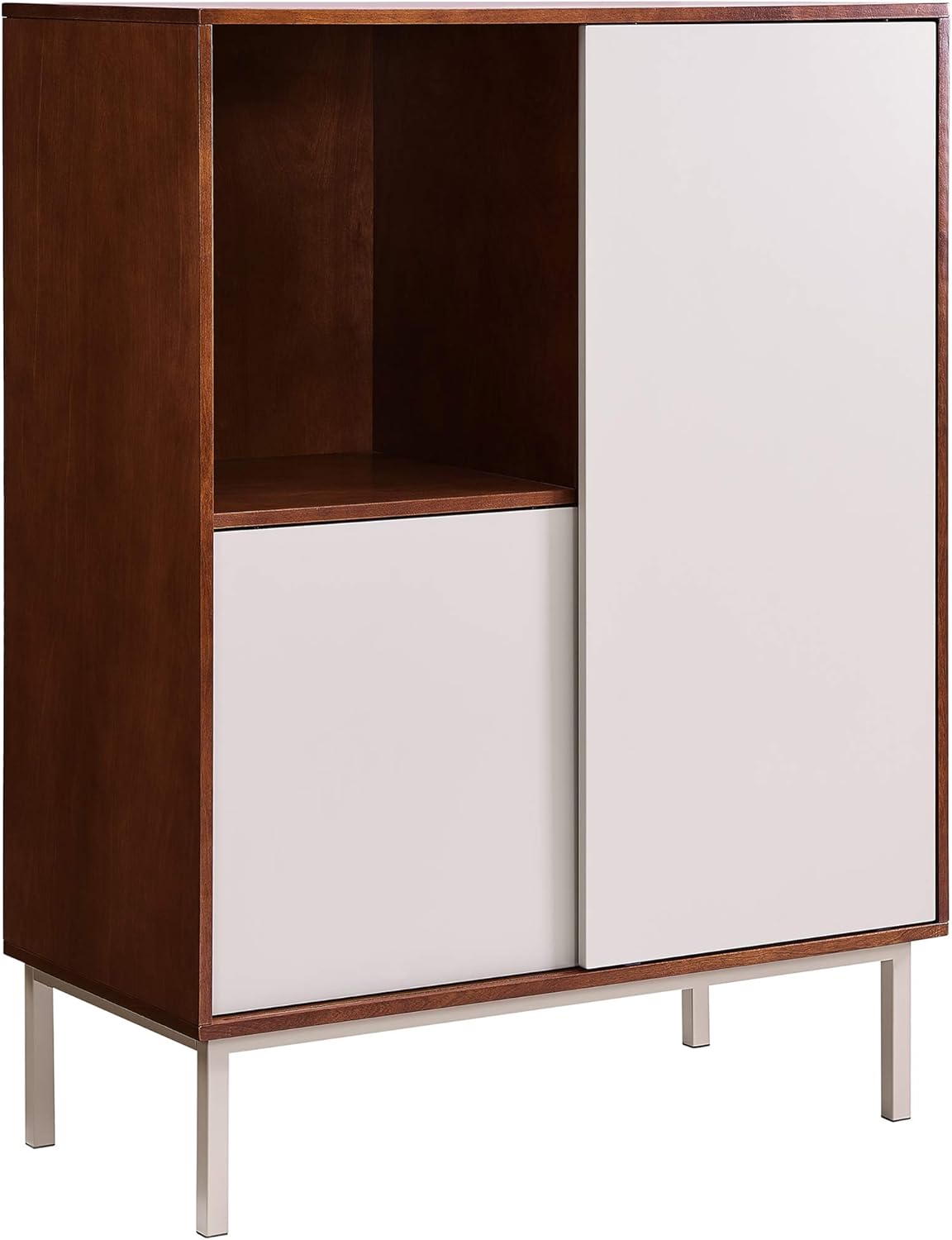 Two Tone Sliding Door Cabinet with Shelves R9654