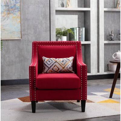 Red Linen Armchair U2536