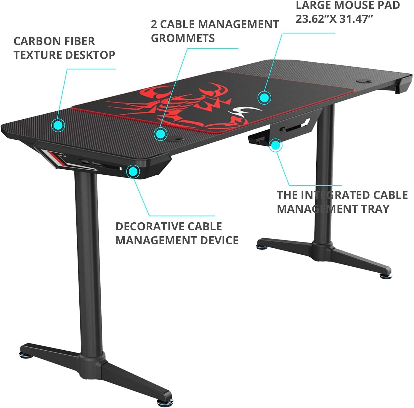 Carbon Fiber Texture Surface Computer Gaming Desk V50971