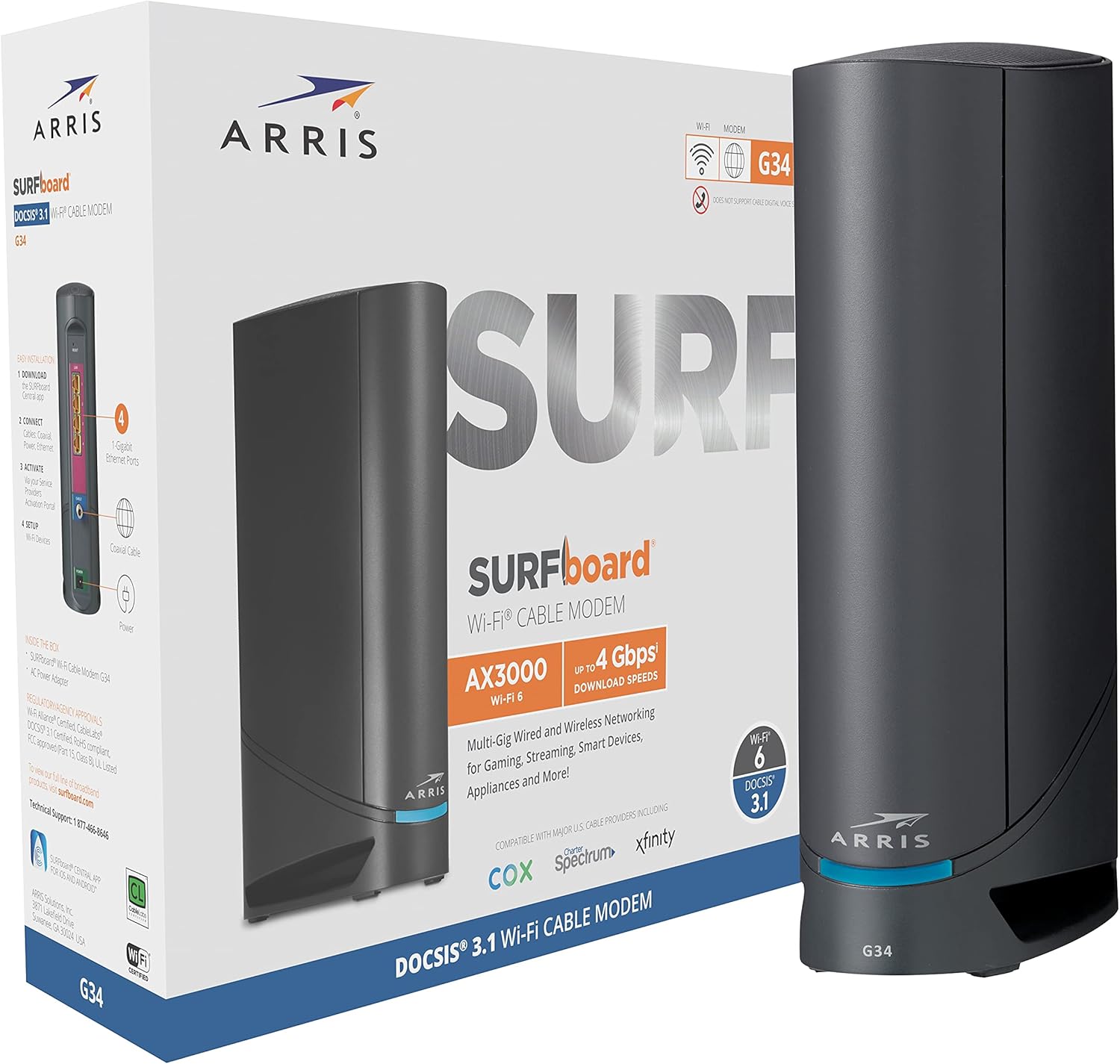 Multi-Gigabit Cable Modem & AX3000 Wi-Fi Router with 2.5 Gbps Ethernet Port G627486