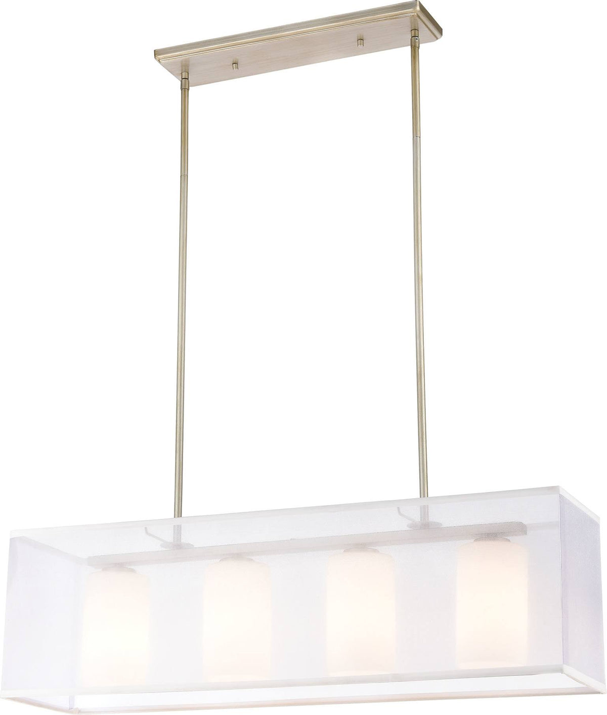 4-Light Island Light in Aged Silver with Frosted Glass N716