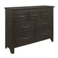 Gray 7 Drawer Wooden Dresser with Bar Pulls F104