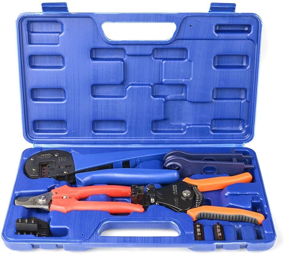 Solar Crimping Tool Kit with Wire Cutter, Wire Stripper and Solar Connector Spanners Pack of 2 O9431