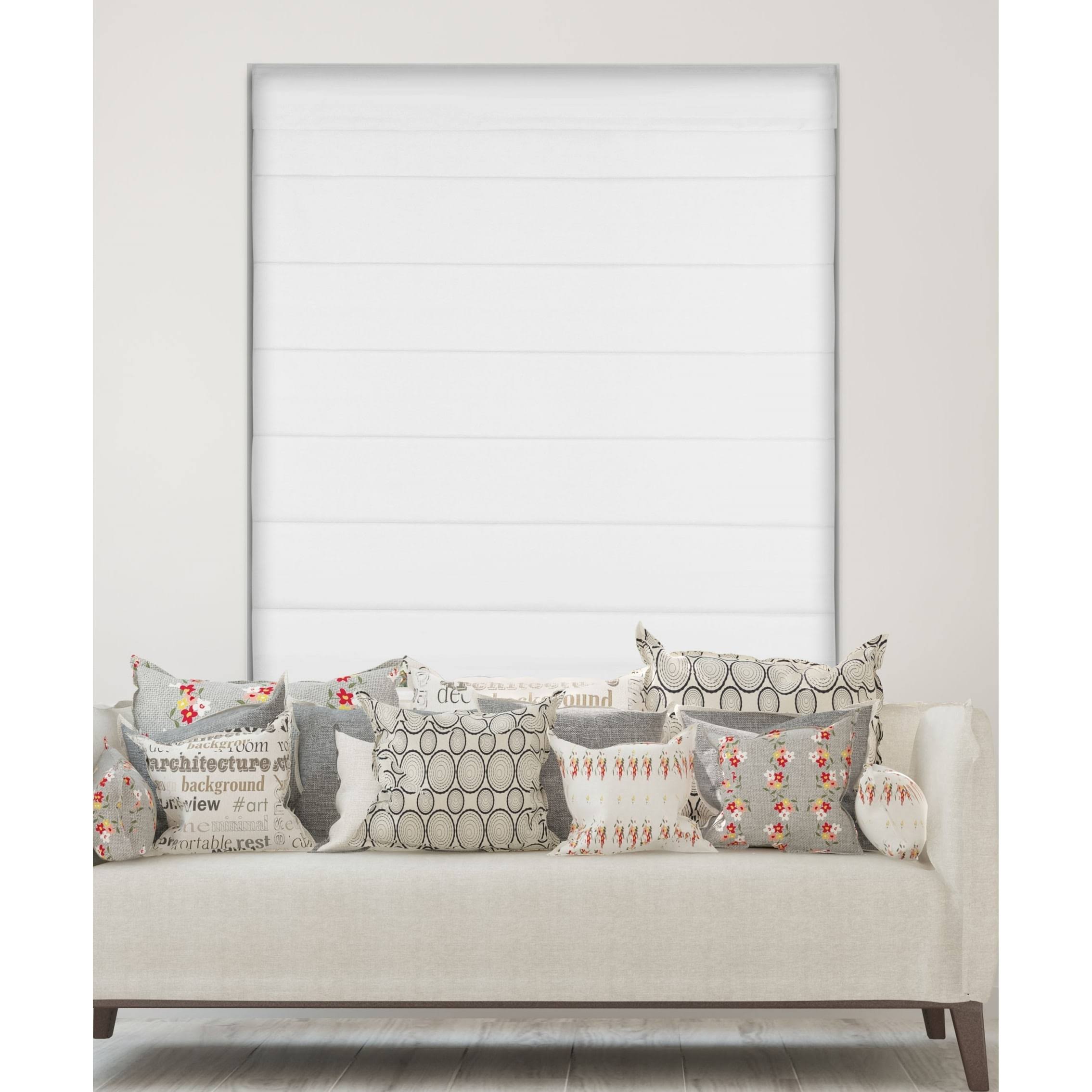 White Cordless Fabric Roman Shades J289
